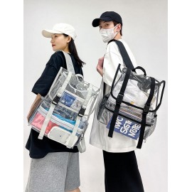 Fashion Daily School Travel Waterproof Double Buckle Strap Large Capacity Sheer PVC Clear Backpack for Women and Men