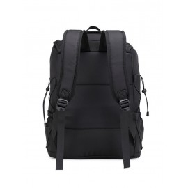 Men's Casual Solid Color Daily Trave School Students Large Capacity Push Buckle Design Backpack