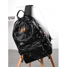 Unisex Fashion Casual Camo Pattern PU Leather Computer Laptop Notebook School Students Travel Backpack with USB Charging Port for Men and Women