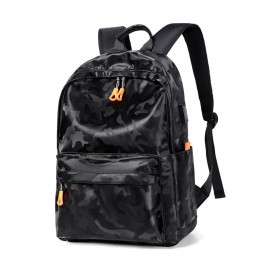 Unisex Fashion Casual Camo Pattern PU Leather Computer Laptop Notebook School Students Travel Backpack with USB Charging Port for Men and Women