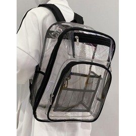 Fashion Daily School Travel Waterproof Large Capacity Sheer PVC Clear Backpack for Women and Men