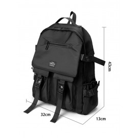 Men's Preppy Style Travel Large Capacity Waterproof Patched Design Multi Pockets Buckle Backpack