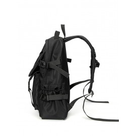 Men's Preppy Style Travel Large Capacity Waterproof Patched Design Multi Pockets Buckle Backpack