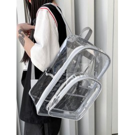 Fashion Daily School Travel Waterproof Large Capacity Sheer PVC Clear Backpack With Matching Two Bags for Women and Men