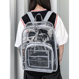 Fashion Daily School Travel Waterproof Large Capacity Sheer PVC Clear Backpack With Matching Two Bags for Women and Men