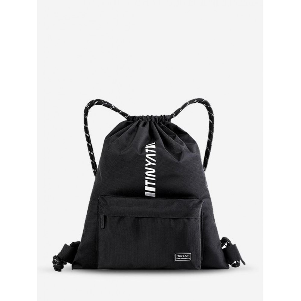 Simple Style Letter Pattern Waterproof Drawstring Studentss Foldable Backpack for Men and Women