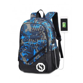 Graphic Pattern USB Charging Port Design Luminous Backpack