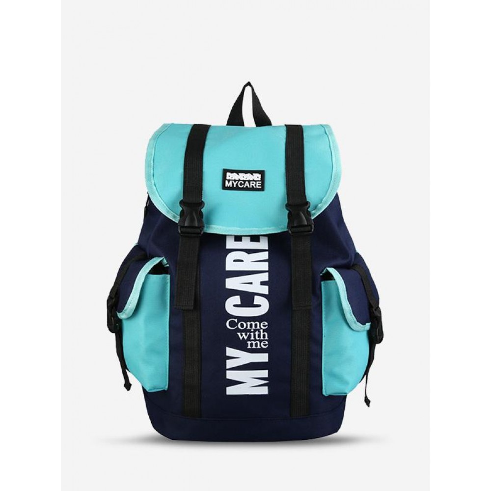 Preppy Style Colorblock Letter Pattern Outdoor Travel Backpack