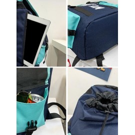 Preppy Style Colorblock Letter Pattern Outdoor Travel Backpack