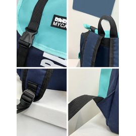 Preppy Style Colorblock Letter Pattern Outdoor Travel Backpack