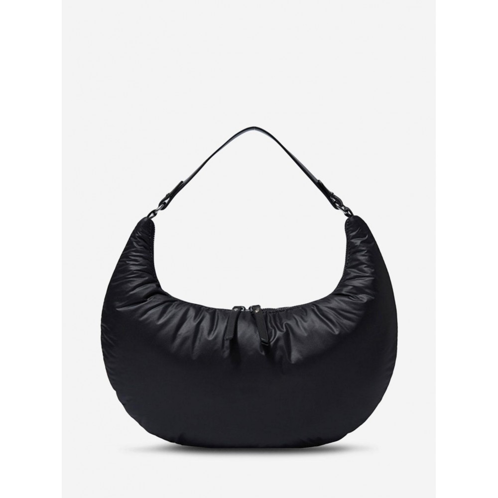 Women's Solid Color Puffer Down Quilted Crescent Moon Shoulder Bag