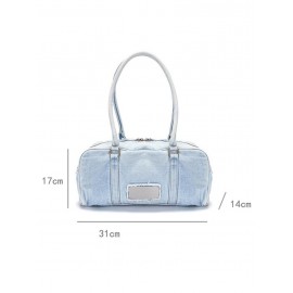 Women's High Capacity Metal Decor Denim Underarm Shoulder Bag