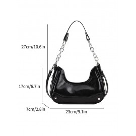 Women's Y2K Daily Solid Color Half Chain Strap Croissant Underarm Shoulder Bag