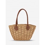 Large Capacity Beach Vacation Straw Raffia Tote Bag