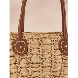 Large Capacity Beach Vacation Straw Raffia Tote Bag