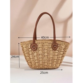 Large Capacity Beach Vacation Straw Raffia Tote Bag