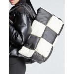 Women's Fashion Daily Two Tone Checkerboard Padded Quilted Puffer Design Oversized Shoulder Tote Bag