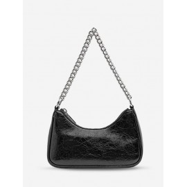 Women's Fashion Daily Metallic Solid Color Chain Strap Underarm Shoulder Baguette Bag