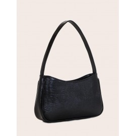 Women's Solid Color Embossed Design Tote Baguette Bag