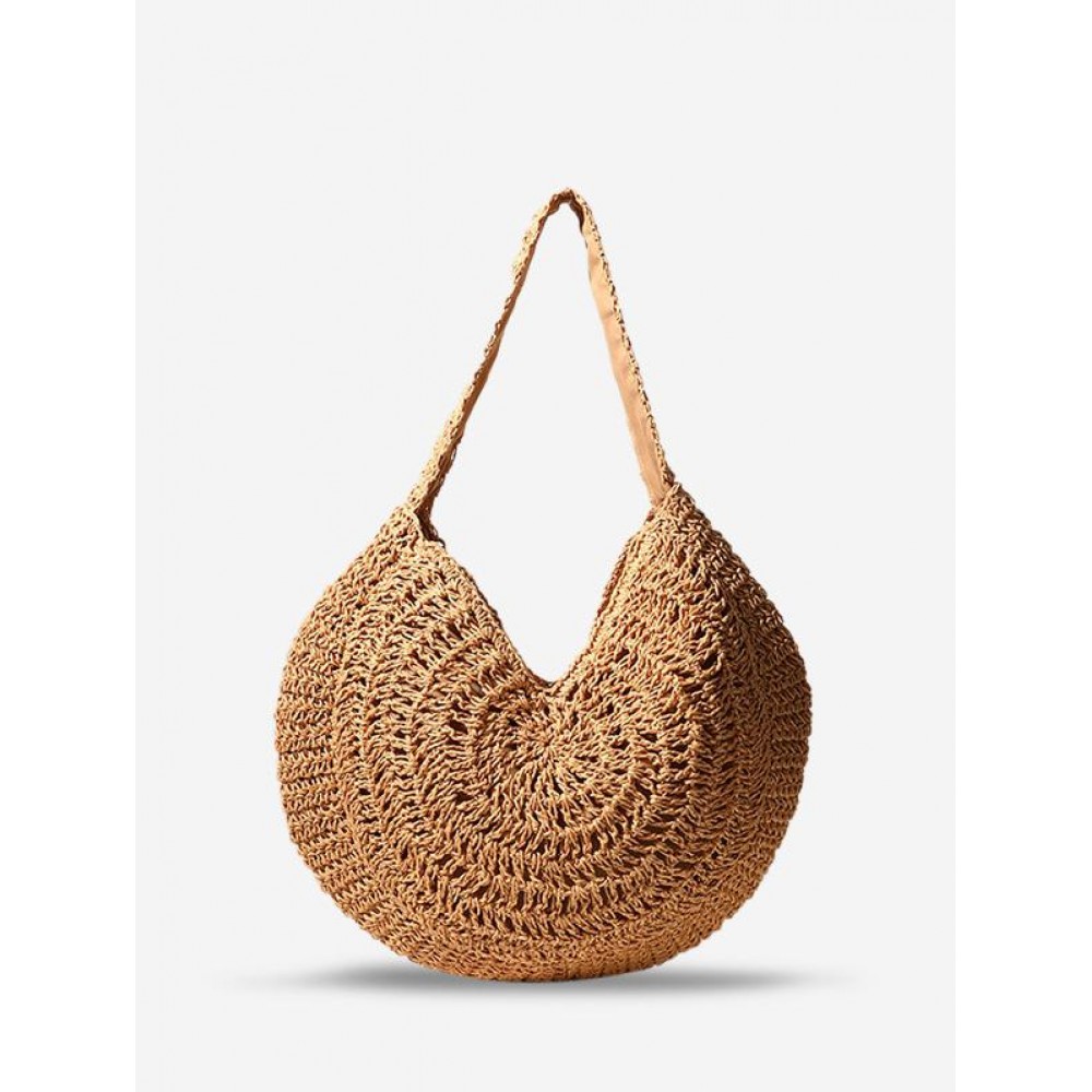 Minimalist Large Capacity Straw Raffia Beach Vacation Tote Bag