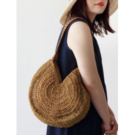 Minimalist Large Capacity Straw Raffia Beach Vacation Tote Bag