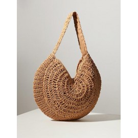 Minimalist Large Capacity Straw Raffia Beach Vacation Tote Bag