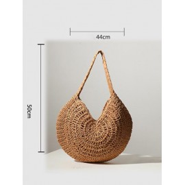 Minimalist Large Capacity Straw Raffia Beach Vacation Tote Bag