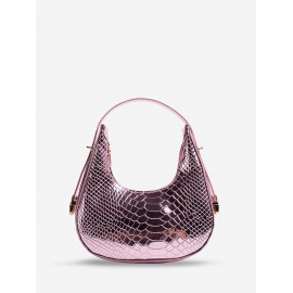 Embossed Half Moon Shoulder Bag