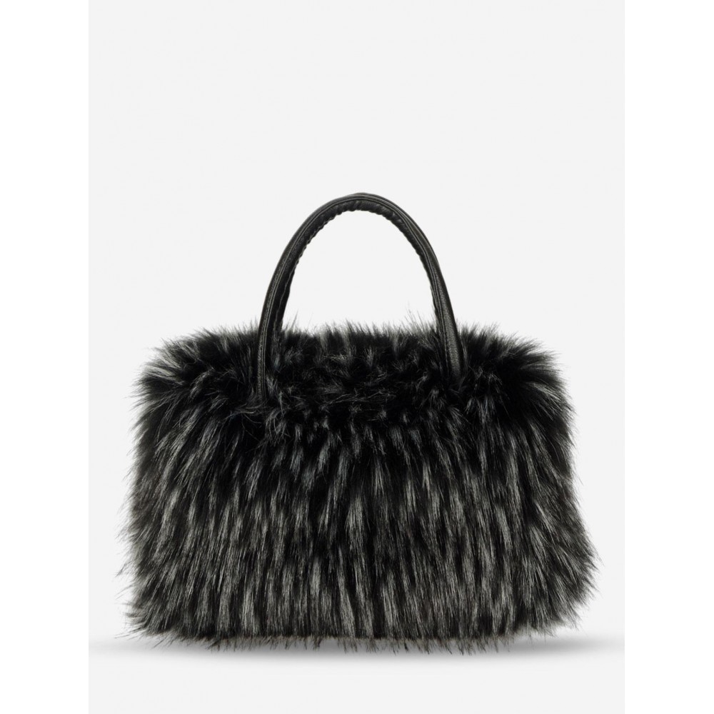 Women's Daily Fluffy Fuzzy Furry Textured Faux Fur Large Capacity Shoulder Tote Bag