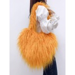 Women's Daily Streetwear Y2K Heart Shaped Fluffy Fuzzy Furry Faux Fur Textured Shoulder Bag