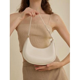 Women's Daily Minimalist Style Solid Color Half Moon Shape Underarm Baguette Shoulder Bag