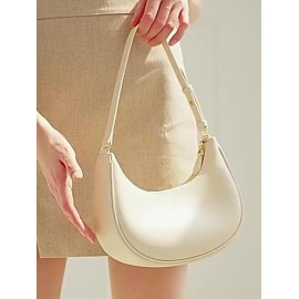 Women's Daily Minimalist Style Solid Color Half Moon Shape Underarm Baguette Shoulder Bag