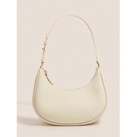 Women's Daily Minimalist Style Solid Color Half Moon Shape Underarm Baguette Shoulder Bag