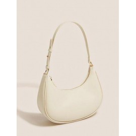 Women's Daily Minimalist Style Solid Color Half Moon Shape Underarm Baguette Shoulder Bag