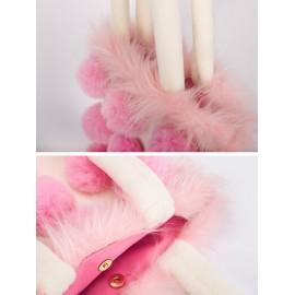 Women's Daily Fashion Fuzzy Pompoms Decor Fluffy Furry Faux Fur Panel Large Capacity Shoulder Tote Bag