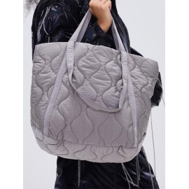 Women's Daily Casual Solid Color Puffer Quilted Oversized Tote Shoulder Bag