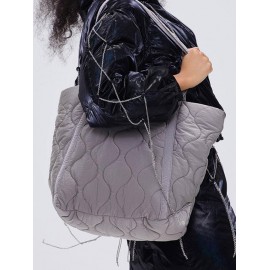 Women's Daily Casual Solid Color Puffer Quilted Oversized Tote Shoulder Bag