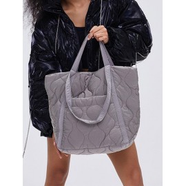 Women's Daily Casual Solid Color Puffer Quilted Oversized Tote Shoulder Bag