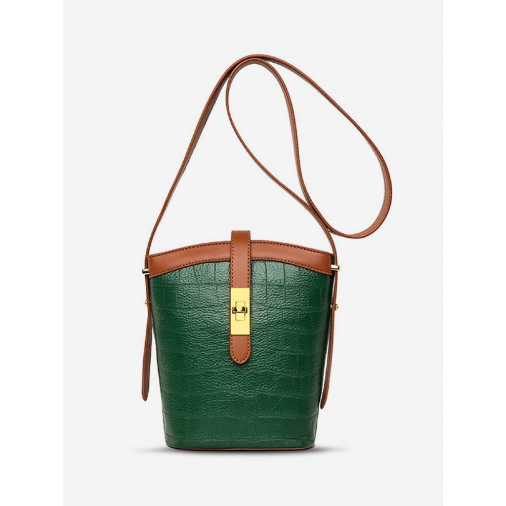 Stone Embossed Crossbody Bucket Bag