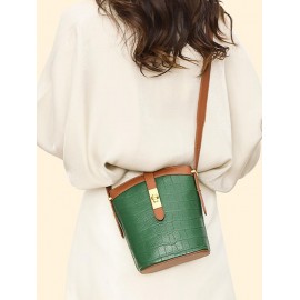 Stone Embossed Crossbody Bucket Bag