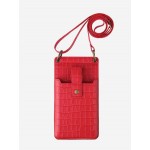 Multifunction Solid Color Embossed Phone Crossbody Bag