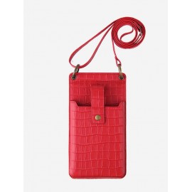 Multifunction Solid Color Embossed Phone Crossbody Bag