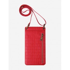 Multifunction Solid Color Embossed Phone Crossbody Bag