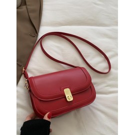 Flap Twisted Lock Crossbody Bag