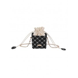 Patterned Chain Strap Mini Bucket Bag