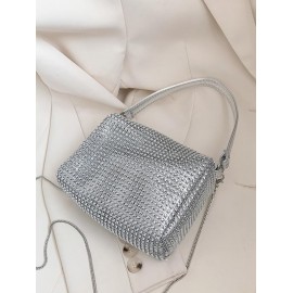 Rhinestones Chain Crossbody Tote Bag