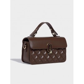 Quilted Flap Half Chain Rectangle Shoulder Bag