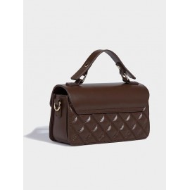 Quilted Flap Half Chain Rectangle Shoulder Bag