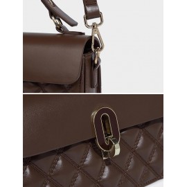 Quilted Flap Half Chain Rectangle Shoulder Bag