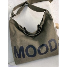 Letter Print Slouchy Shoulder Bag